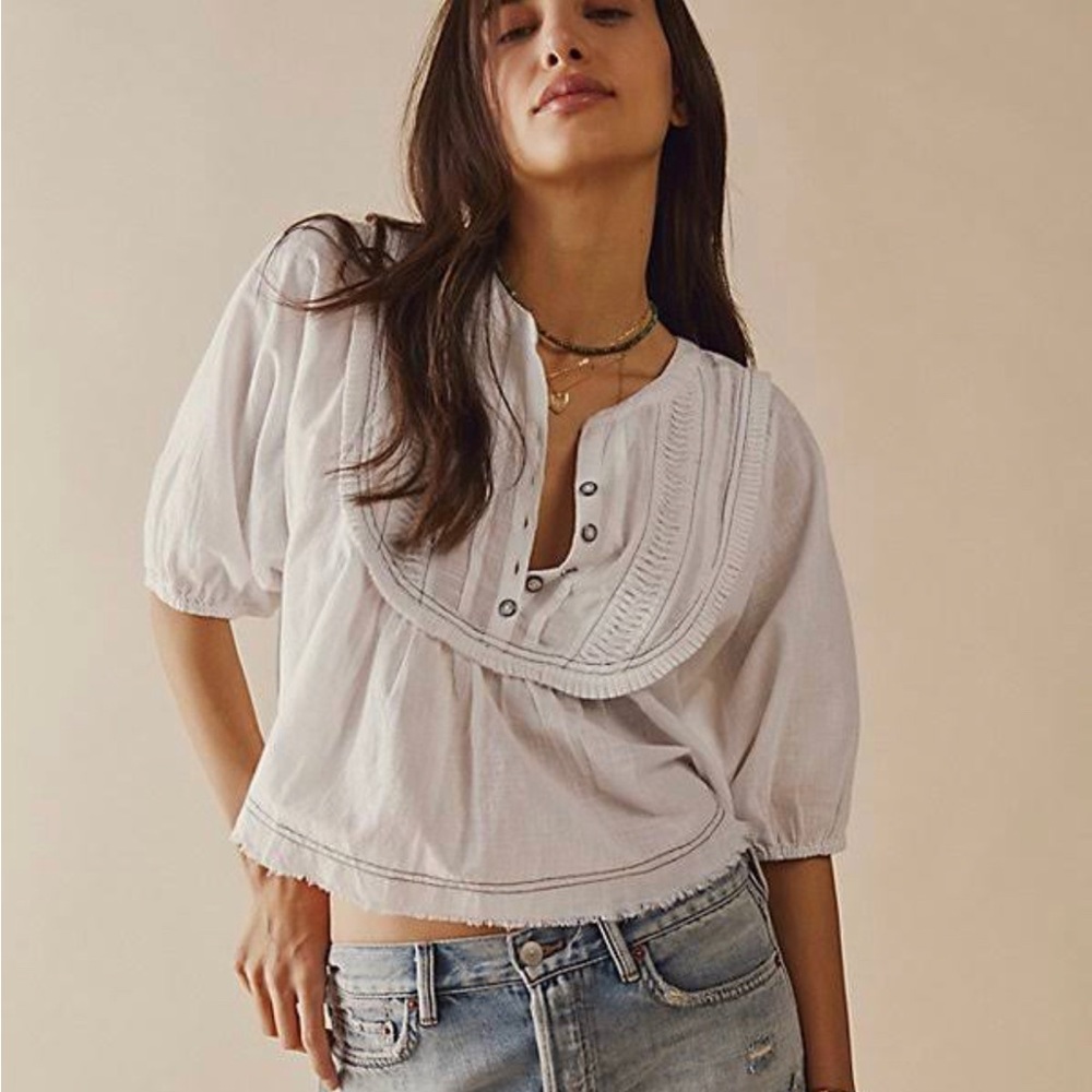 We The Free White Peasant Blouse